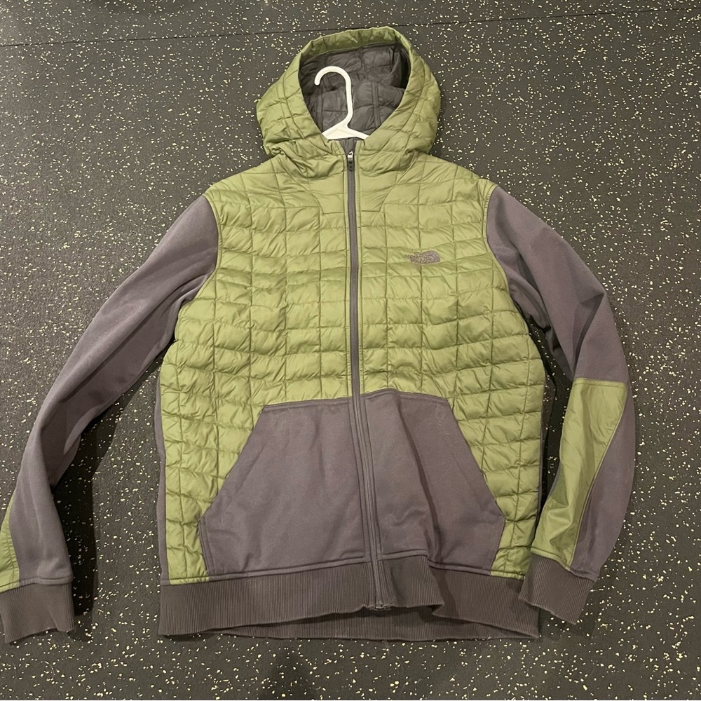 COPY - Green North Face Quilted Zip Up Hoodie